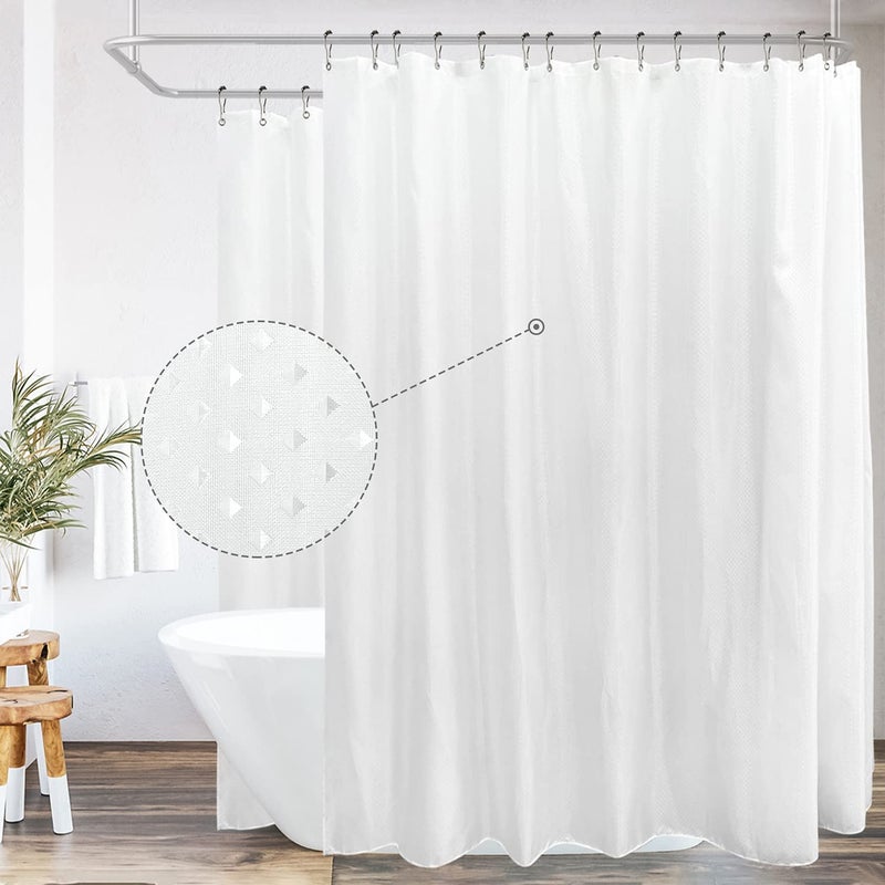 Riyidecor Clawfoot Tub Waffle 180 Inch Shower Curtain All Wrap Around Extra Wide Round Freestanding Surround Oval Shower Curtain Polyester Bathroom Decor Fabric Panel 32-Pack Metal Shower Hooks - Image 2